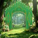 7 Pcs Emerald Cardboard Castle Green Wizard Playhouse Large Wizard Party Decorations 43" Green Emerald Fort Boxes Decorations for Magical Witch Fairy Photo Props Supplies Birthday Gift