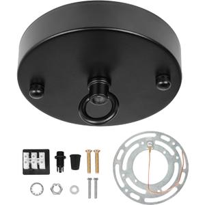 4.7 Inches Industrial Black Ceiling Light Canopy, Pendant Light Plate Cover, Iron Metal Round Canopy Kit for Chandelier Hanging Lamp Lighting Fixture Mounting Hardware (Surface Hanging)
