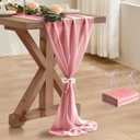 2 Pack 10 Ft Chiffon Table Runner Blush Pink Gauze Long Table Runners 27x120 Inches Sheer Tulle Table Runner for Rustic Wedding Reception Bridal Shower Decorations Birthday Party