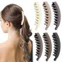 6 Pack Large Banana Clips for Women 5 Inch Matte Neutral Colors Non Slip Big Banana Hair Clip for Fine Thick Curly Voluminous Hair Ponytail Holder Hair Accessories
