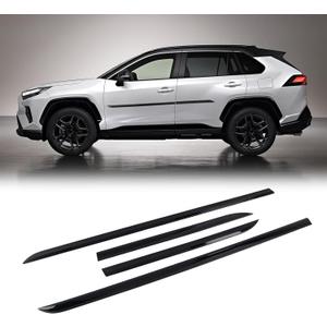 CTH for Toyota RAV4 2019-2025 Exterior Side Door Molding Car Door Edge Anti-Collision Protector Decorative Cover Trim Car Accessories 4pcs (Glossy Black)