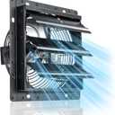 8 Inch Shutter Exhaust Fan, 760 CFM High-Speed Wall Mounted Exhaust Fan, 40dB Quiet Cooling Ventilation Attic Fan for Shed, Garage, Greenhouse, Basement, Chicken Coop, Generator Room, Black