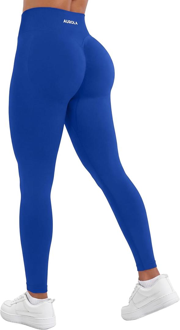 AUROLA Influence Workout Leggings for Women, Seamless Compression Tummy Control Leggings Mid Rise Yoga Pants (Small, Klein Blue)