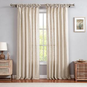 Central Park Linen Tie Top Curtain Semi Sheer Window Treatment Linen Cotton Blend Decorative for Living Room Drape 84 Inch Length Treatment for Bedroom Farmhouse Rustic Curtain, Linen, 1 Panel (50"W x 84"L (Pack of 1))