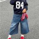 Girl's Number Jersey Sweatshirt Long Sleeve Off The Shoulder Sweatshirt Tops Pullover Streetwear (Blue)