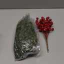 Watayo 45 Pcs Christmas Artificial Pine Branches with Red Berry Stems, 10.5" Faux Evergreen Norfolk Pine Cypress Leaves Stems, Fake Foliage Pine Needles Picks for DIY Craft Garland Home Decor