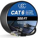 Ultra Clarity Cables Cat 6 Ethernet Cable 300 ft, Outdoor&Indoor 10Gbps Ethernet Cable, High Speed Cat6 Cable RJ45 LAN Internet Cable for Computer, Router, Modem, PS4/5, Xbox, Gaming - Black