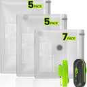 (17PACK) Travel Vacuum Bags with USB Pump-Portable Vacuum Packing Seal for for Travel & Home, Vacuum Compression Packing Seal Bags for Clothes, Bedding & Seasonal Storage (17Combo Travel Size)