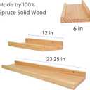 Spruce Solid Wood Shelf, Shelves for Decor Storage Set of 6(Two 23.25inch Ones and Four 12inch Ones) Wall Mounted Wood Shelf for Bedroom, Living Room, Kitchen, Long Picture Ledge Shelves, Natural, 24in