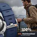 Compatible with Samsung Galaxy Watch Ultra Bands 47mm, Rugged Nylon Band for Galaxy Watch Ultra 47mm(2025/2024), Adjustable Smartwatch Replacement band for Men, Dark Blue / Silver