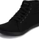 WHITIN Women's Wide High-Top Canvas Barefoot Sneakers | Minimalist Street-Ready Fit | Comfort-Forward Ankle Support, Black, 39
