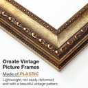 Splinterix 11x14 Gold Picture Frame, Ornate Vintage Picture Frames for Wall or Tabletop Display, 11 x 14 Photo Frame Gold with Real Glass, Display Poster 8x10 with Mat or 11x14 without Mat for Antique Dco