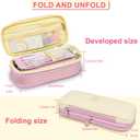 2 x Big Capacity Pencil Case, Office Academy School Large Storage Durable Pen Pouch Children Teen Adults (8.6 x 4.3 x 2.55 inches, pink)