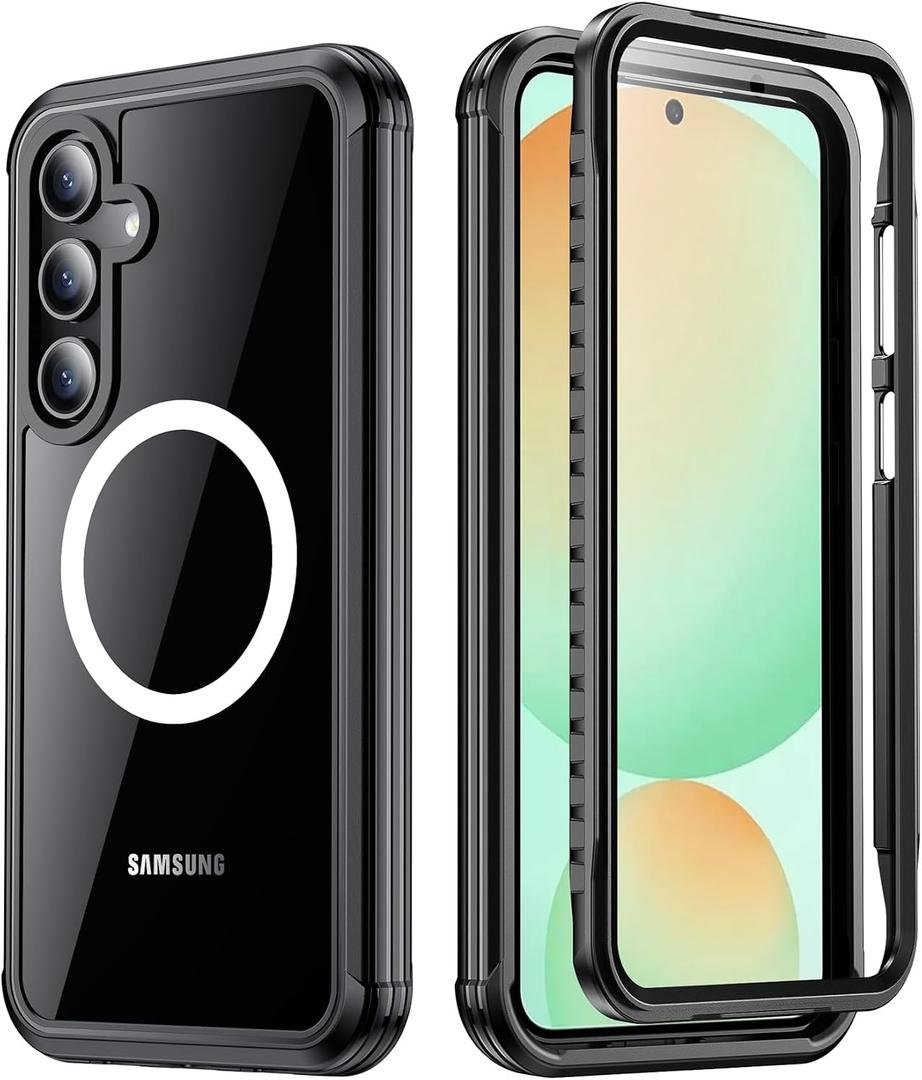 Temdan for Samsung Galaxy S24 FE Case, [Built-in Glass Screen Protector][Compatible with Magsafe][Full Body Shockproof][Work with Fingerprint ID] Heavy Duty Protection Phone Case for S24 FE 6.7"