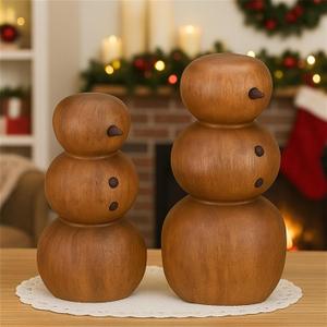 Weysat 2 Pcs Snowman Christmas Decorations Wooden Christmas Table Decorations Cute Snowman Figurines Winter Tiered Tray Decor Xmas Wood Blocks for Party Office Home Shelf Indoor Decor Gifts