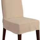 SureFit Duck Cotton Solid Dining Chair Slipcover (Tan Color) - Short Length Relaxed Fit High Back Chair Cover/Perfect for Adding Accents to Your Dining Room