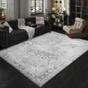 Area Rugs 5x7 for Living Room - Machine Washable Vintage Soft Bedroom Rugs with Rubber Backing - Oriental Large Indoor Floor Carpet for Dining Room Under Table Home Office (Black)