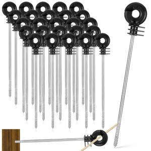 25 Pcs Electric Fence Wire Insulator Stand Off Screw in Insulator Black Fence Post Insulator Long Arm Wood Post Insulator for Tape Rope Electric Wire Animal Agricultural Garden Fence