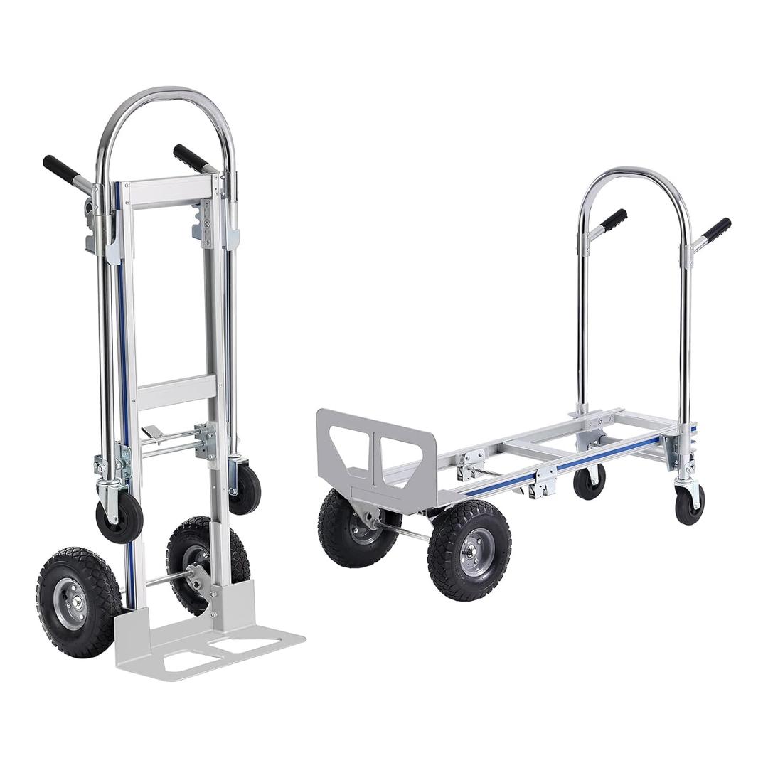 VEVOR Aluminum Truck, 2 in 1, 800 lbs Load Capacity, Heavy Duty Industrial Convertible Folding Hand Truck and Dolly, Utility Cart Converts from Hand Truck to Platform Cart with Rubber Wheels