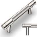 Amerdeco 10 Pack Brushed Satin Nickel Knurled Cabinet Pulls 3 Inch Center to Center Kitchen Cabinet Handles for Drawer Dresser, Cupboard and Wardrobe ZH0031 (3"/76MM Hole Center)