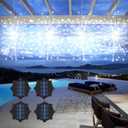 4 Pack Solar Christmas Lights Outdoor Solar Firework Lights, Solar Powered Hanging Light Outdoor Waterproof Landscape Starburst Light for Patio Yard Party Decor (White)