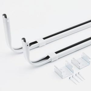 Yafa Home Fashion Durable Double Standard White Adjustable Curtain Rod Hardware Included (White, 66" - 128" [Set of 2])