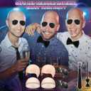 Mepase 8 Pcs Halloween Latex Bald Caps with Head Wig Caps Sunglasses Tie and Bow Tie for Adults Men Halloween Party Cosplay(Wrinkle Style)