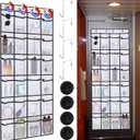 CTTZCKJ Over The Door Organizer For Cruise Ships|Magnetic Door Organizers with 24-Pocket for Cruise Ship|55"x21"|Cruise Over the Door Organizer,Magnetic Shoe Rack for Cruise,Behind-Door Storage (white)