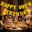 Honoson 17 Pcs 50th Birthday Party Decoration Happy 50th Birthday Light up Table Sign 6.42 Inch LED Neon Marquee Lights for Room Table Wall Decoration Party Supplies