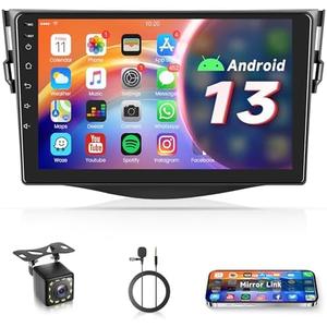 Radio for Toyota RAV4 2007 2008 2009 2010 2011 Android 13 Car Stereo with GPS Navigation, Rimoody 9 Inch Touch Screen Car Radio with Bluetooth FM WiFi Mirror Link + Backup Camera
