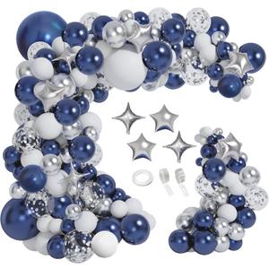 151pcs Navy Blue Silver Balloons Garland Arch Kit for Graduation Class of 2024 Prom Eve Birthday Wedding Retirement Party New Years Decorations
