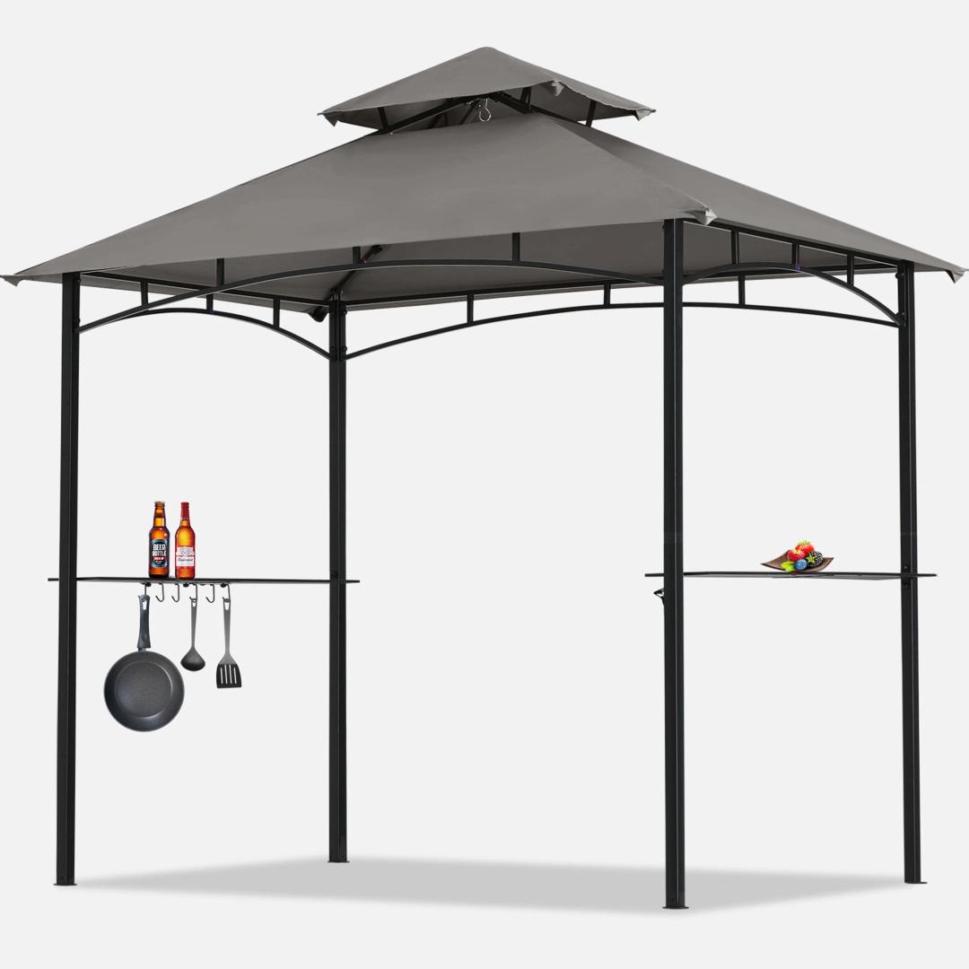 MASTERCANOPY 8 x 5 Grill Gazebo Outdoor BBQ Gazebo Canopy with 2 LED Lights (Grey)
