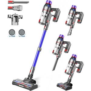 Cordless Stick Vacuum Cleaner for Home: Power Suction Vacuum Tangle-Free Lightweight Design & 2600mAh Detachable Battery Up to 50mins Runtime for Pet Hair Carpet Hardwood Floor
