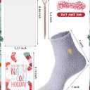 24 Sets Christmas Sock Gifts Holiday Xmas Fluffy Winter Warm Socks Bulk and Colorful Creative Fun Tags and Bags for Women Holiday Party Goodie Bag