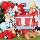 170Pcs Cowboy Western Balloons Arch Garland Kit,Red and Blue Cow Print Balloons for Western Cowboy Cowgirl Farm Animal Themed Baby Shower Birthday Party Decorations Supplies
