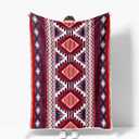 Tribal Stripes Throw Blanket, Southwest Aztec Red Abstract Geometry Blankets, Vintage Exotic Indian Boho Western Cozy Lightweight Warm Throw Blanket for Couch Sofa Bed Beach Travel 50x60IN