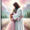 Jesus Hugging Woman Canvas Wall Art Christian Bible Stories Painting Picture Wall Decor Religious Belief Inspirational Poster Print Artwork for Living Room Bedroom Home Decoration (12x16 In)