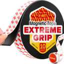Super Sticky Magnetic Tape (10 feet x 1 inch) - Stong Magnet Strip with Adhesive Backing for DIY & Crafts - Easy to Cut and Mount on Fridges, Whiteboards & More