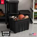 IRIS USA 20 Gallon Heavy Duty Storage Totes with Easy-Grip Handles, 4 Pack - Large Bins with Lids Garage Organizing Tubs, Durable Stackable Utility Containers, Made in USA - Black