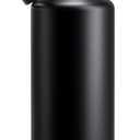 POWCAN 18oz Stainless Steel Slim Water Bottle: Sweatproof, Flex Cap, Lightweight, Standard Mouth, Top Handle, Vacuum Insulated Flask with straw for Office, Adults, Commute, Workouts (Midnight Black)