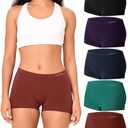 BAMBOO COOL Seamless Boyshort Underwear for Women Mid Waist Stretchy Panties Moisture Wicking Boxer Briefs 5 Pack, XL