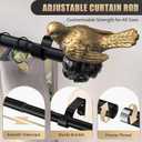Vintage Gold Curtain Rod 36 to 72 Inches Curtain Rods for Windows Adjustable Heavy Duty Drapery Rod with Bird Finials for Living Room Bedroom