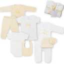8-Piece Baby Layette Set, Newborn Boy Clothes, Viscose Gender Neutral Baby Gift Sets, Newborn Clothes Girl (3-6 Month, Beige White Angel)