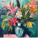 Art Remedy Vase Of Bright Tropical Flowers Framed Flowers In Vase Paintings, 31" x 31"
