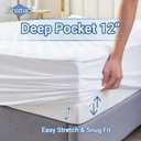 Abstract Bed Mattress Protector Waterproof - Quilted Mattress Pads Fitted - Breathable Soft Topper RV/Travel Trailer - Noiseless - Machine Washable - 44" x75" White