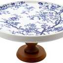 Crapyt Ceramic Cake Stand Round Cake Display Stand Dessert Display Cupcake Stands for Cakes, Fruits, Snacks Mini Cake Stand7.874.13" (Brown and White)