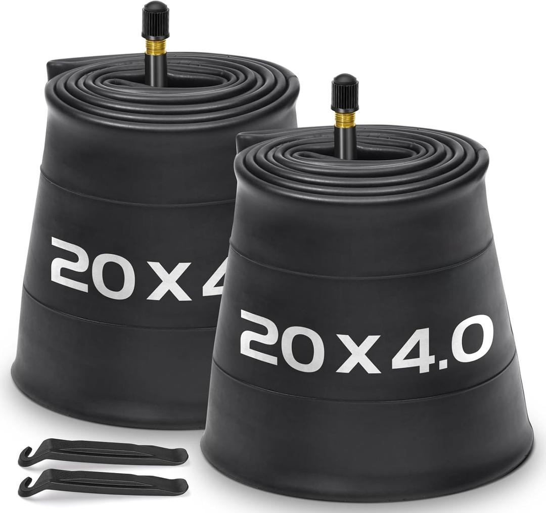2 Pack 20x4 Fat Tire Bike Inner Tubes with AV 32mm Valve, Premium Butyl Rubber 20 x 3.5-4.5" Inner Tube with 2 Tire Levers, 20 x 4.0 Fat Tire Tube for Road/ Mountain/ E Bike by Hydencamm(2 of One Size)