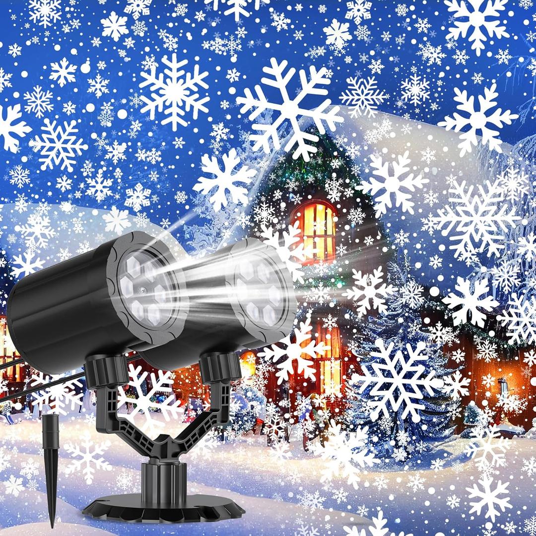Christmas Projector Lights Outdoor, GUSODOR IP65 Waterproof Snow Projection Lights for Indoor Outdoor Christmas Decoration, Holiday, Wedding, Yard Decor