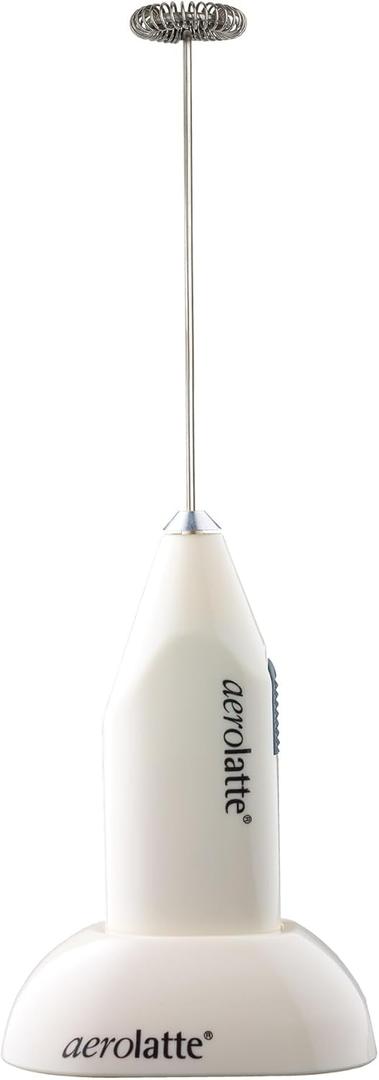 Aerolatte Milk Frother with Counter Stand, The Original Steam-Free Frother, Ivory, Batteries Included