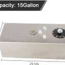 Universal 15 Gallon 57L Fuel Cell Tank Aluminum with Cap and Level Sender Polished Silver